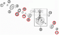 Подшипники коленвала+сальники KTM50(с12)