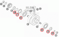 Подшипники коленвала+сальники KTM125SX(с11)