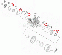 Подшипники коленвала+сальники KTM250/350(с13)