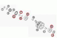 Подшипники коленвала+сальники KTM65(с09)