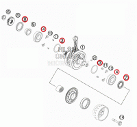 Подшипники коленвала+сальники KTM350(11-12)