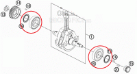 Подшипники коленвала+сальники KTM450(с12)