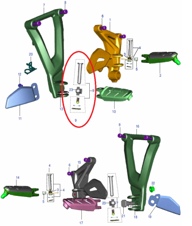Крепеж задних ножек Bajaj RS/AS/NS 200