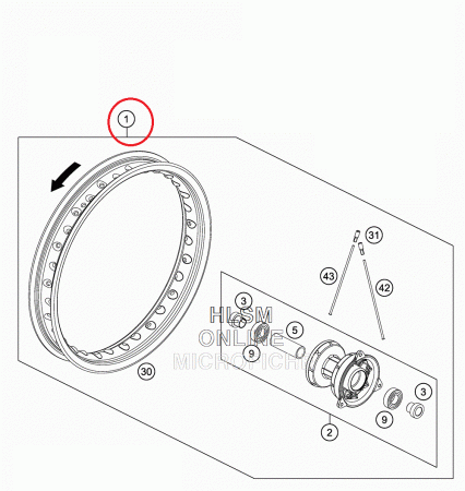 Колесо в сборе 14/1,4" KTM65 original