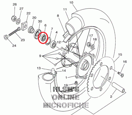 Сальник заднего колеса 2 YZ125 (01)