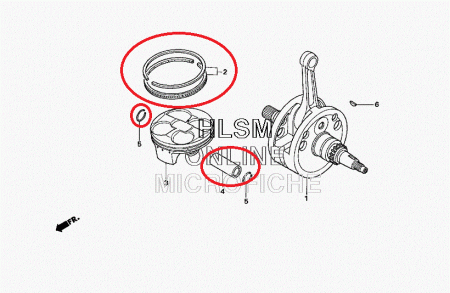 Кольца поршневые+палец+стопора CRF250(до09) original