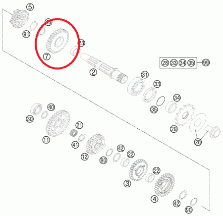 Шестерная 2 передачи SXF250(12), original
