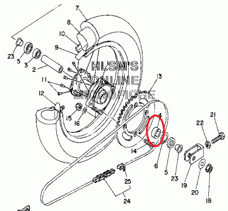 Подшипник заднего колеса левый YZ85